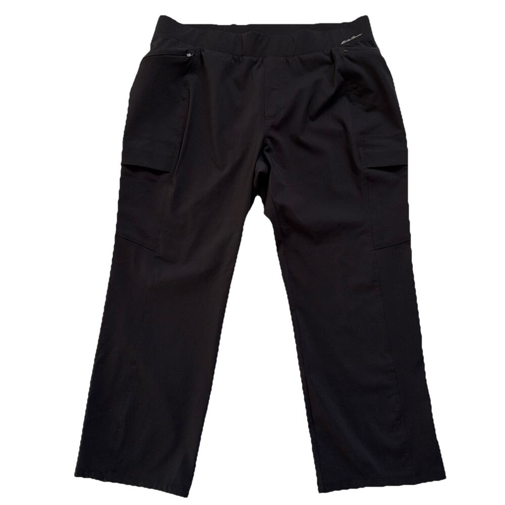 Eddie Bauer Cargo Cropped Pants Womens 14 Black Pull On Lightweight Pockets Hike